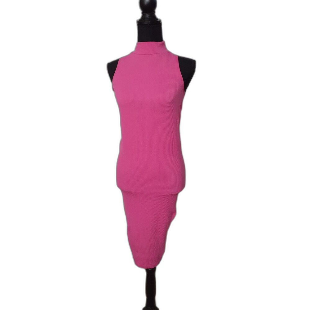 No Boundaries Bodycon Ribbed Jersey Dress Pink Size S # 505